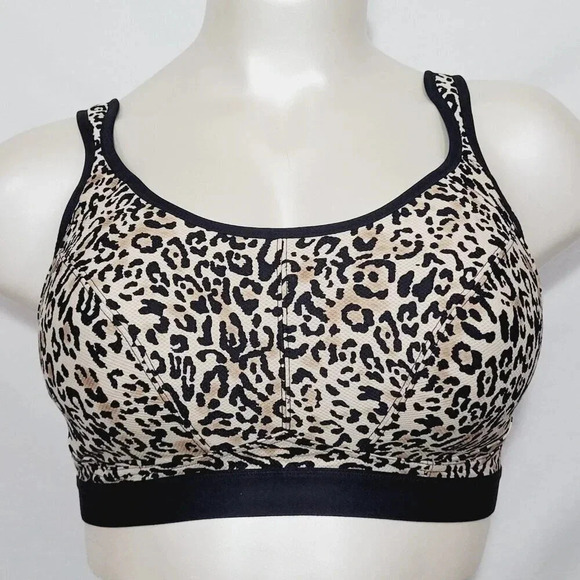 44DD Felina 215152 Unity Unlined Wire Free Sports Bra Leopard Print NWT - Picture 2 of 8